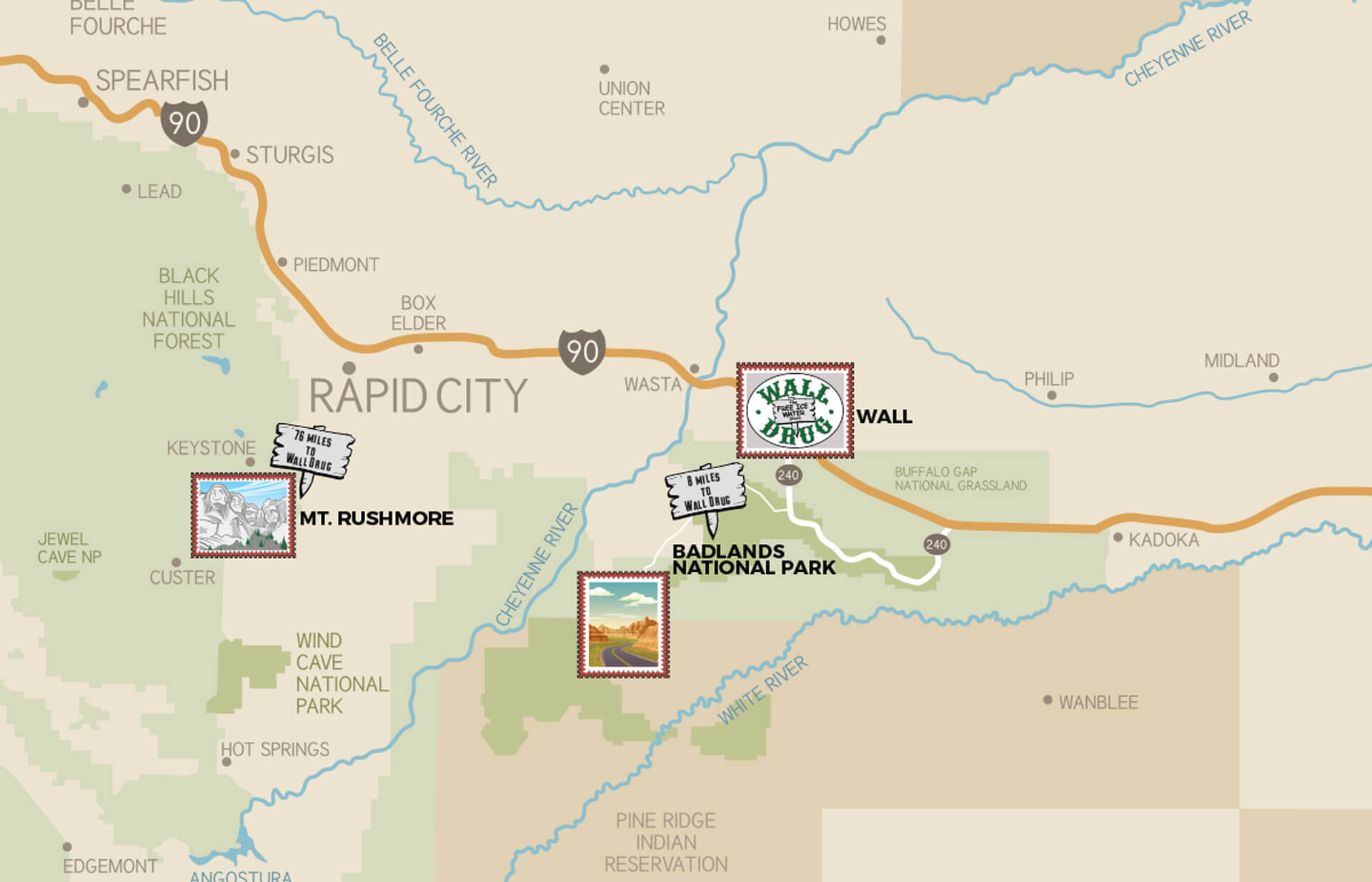 Map of bus route in Wall.