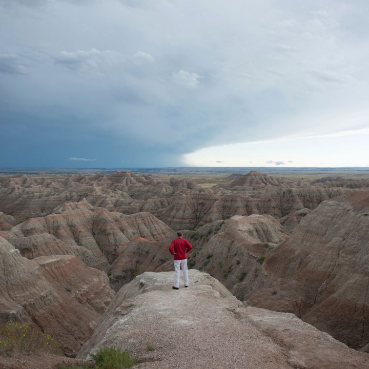 evening photo of the Badflands National Park near Interior, South dakota. 